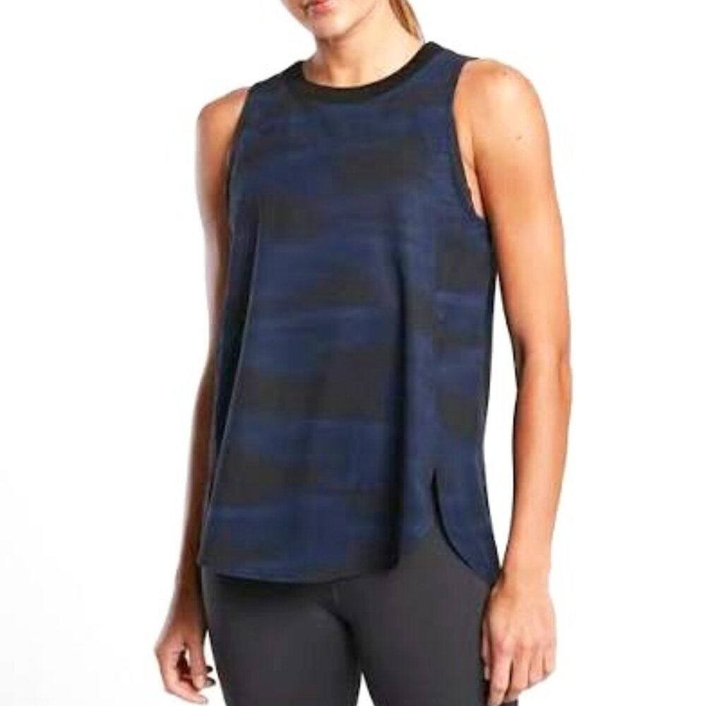 Athleta 1X zephyr top - navy blue print